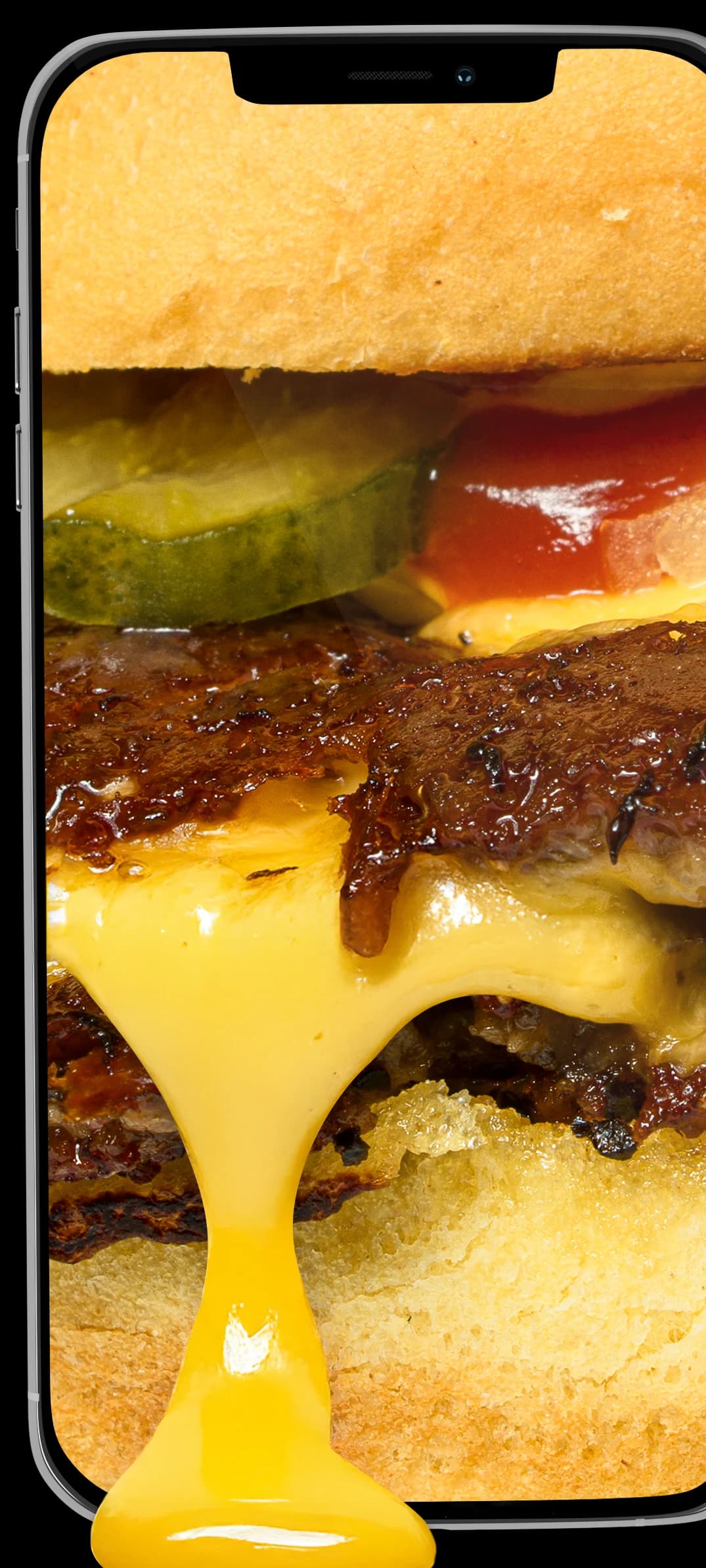 The Goldies app showing a cheeseburger on screen