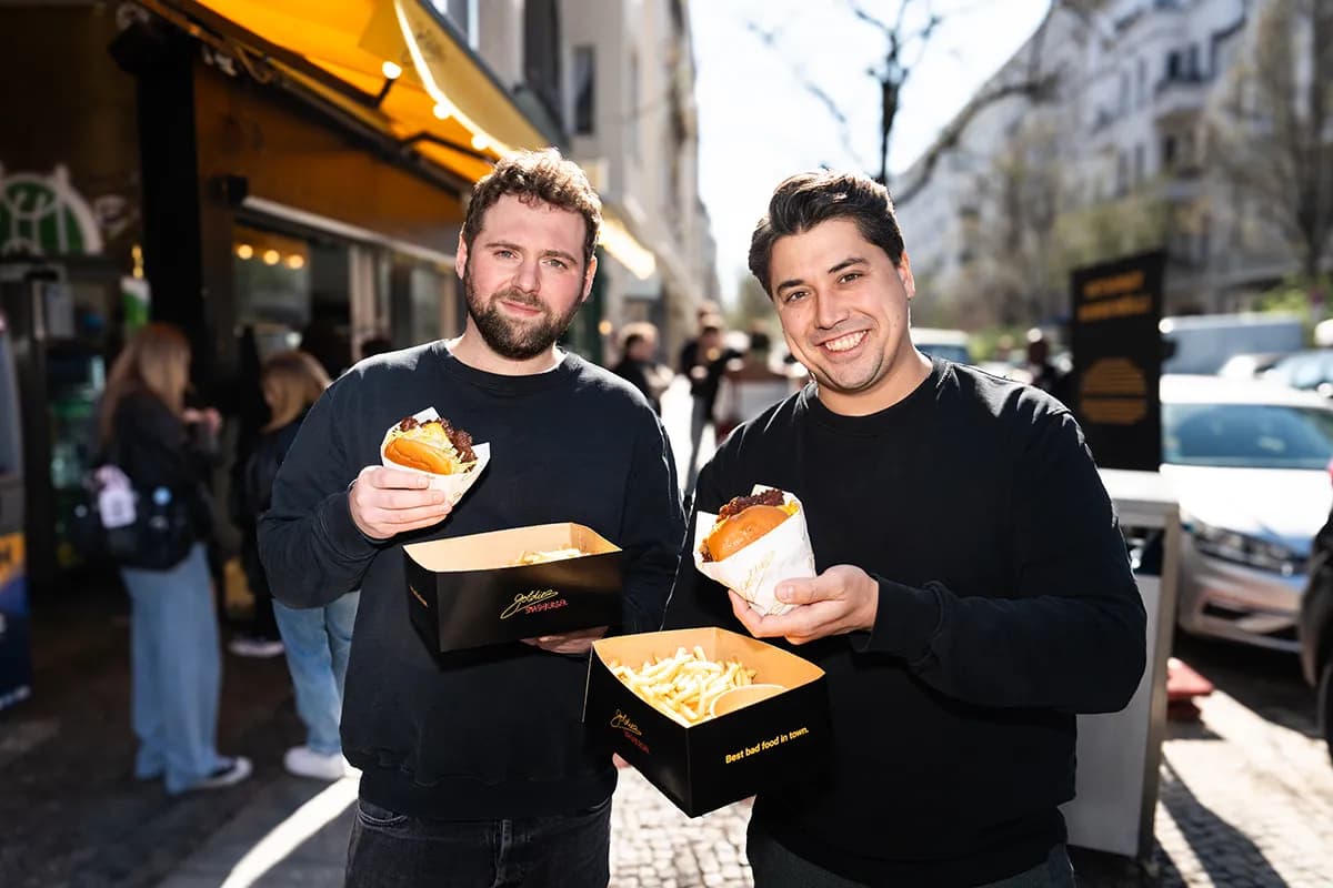 Goldies founders Vladislav Gachyn and Kajo Hiesl in front of the original store