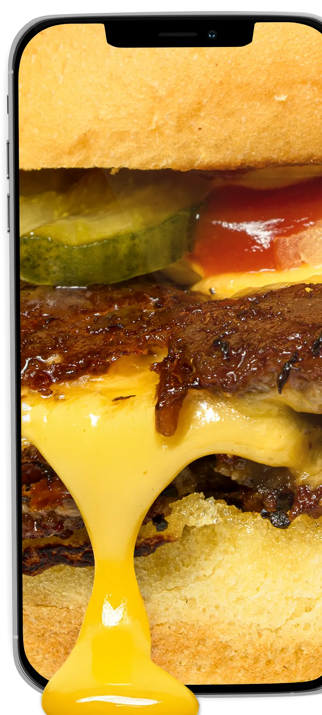 The Goldies app showing a cheeseburger on screen